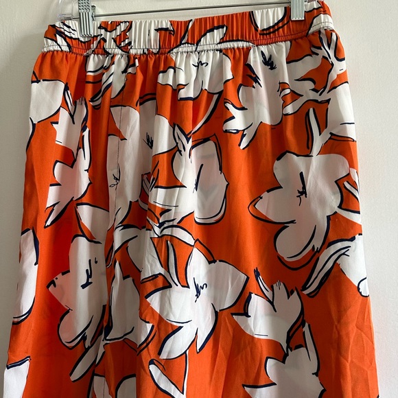 ZARA Trafaluc Orange/White Floral Print Wrap Skort Pants size Medium EUC - Picture 10 of 12